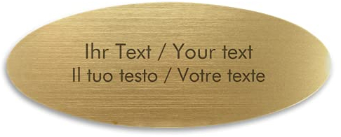 Ovales Türschild mit personalisierter Gravur aus Acryl in Messing-Optik - 115 x 45 mm, gold-metallic - Namensschild, Klingelschild