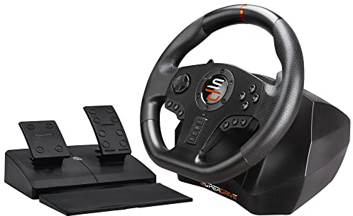 Superdrive - Volante de carreras SV710 con pedales, paletas de cambio y vibración - Compatible con PC (programable para todos los juegos)
