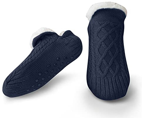 Litthing Chaussettes Antidérapantes Chausson de sol Tricotées d'hiver Chaudes à Bouchon Brodées Pantoufles Tissu Thermique Homme Femme Slipper épaisses de Lit Tricotées de Maison de Noël