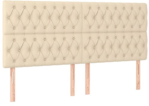 vidaXL Kopfteil Polsterkopfteil Betthaupt Bettkopfteil für Bett Bettgestell Bettrahmen Schlafzimmer Bettzubehör Creme 200x7x118/128 cm Stoff