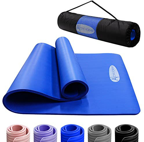 ACTIVE FOREVER 15mm Extra Dicke Yoga Matte, NBR Schaum Yoga Matten für Frauen Männer, große und rutschfeste Übungsmatte mit freier Reise Tragetasche für Yoga Pilates HIT Home Workouts Gym(Blau)