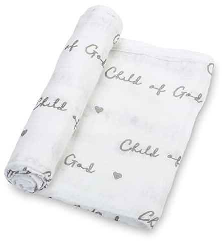 LollyBanks Swaddle Blanket | 100% Muslin Cotton | Gender Neutral Newborn and Baby Nursery Essentials for Girls and Boys, Registry | Child of God Christian Print