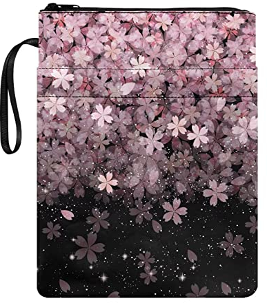Poceacles Elegante Buchhülle mit Kirschblüten-Design, rosa für Buchliebhaber, Buchschoner für Taschenbücher, Polyester, langlebige Buchhüllen