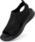 Unitysow Womens Orthotic Slides Sandals Arch Support Comfortable Walking Sandal Summer Ladies Flat Sandals Knit Sports Sandals,Black,5.5 UK