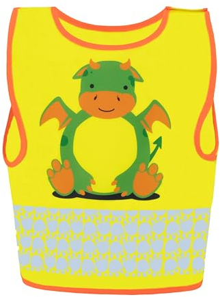 Korntex Kinder Warnweste Funtastic Wildlife - CO2 Neutral - Signal-Gelb Drache - XS