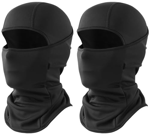WTACTFUL 2Pieces Balaclava Face Ski Mask for Men, Winter Warm Thermal Full Face Cover Mask for Motorcycle Cycling Skiing Snowboarding Outdoor Black+Black