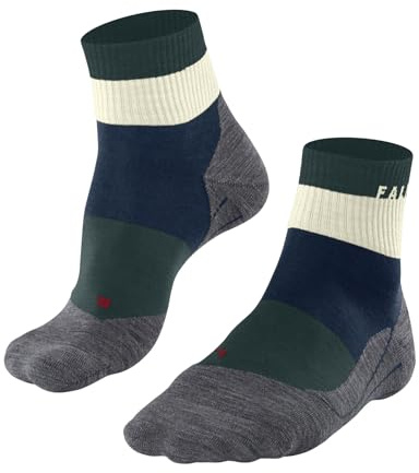 FALKE Herren Wandersocken TK5 Wander Short M Sso Wolle Funktionsmaterial antiblasen dünn 1 Paar, Grün Peacock 7373 Stripe, 42-43