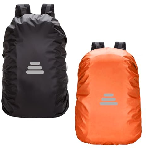 2 Pezzi Coprizaino Impermeabile Riflettente, 35-60L Parapioggia per Zaino, Copri Zaino per Pioggia da Esterno, Copertura per Pioggia di Zaino Regolabile per Escursionismo Campeggio Ciclismo (60L)