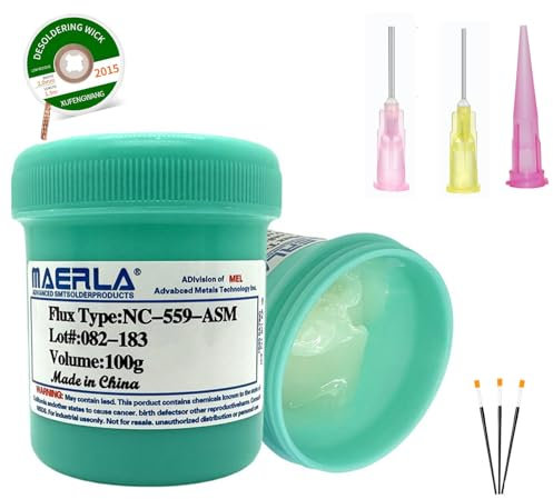 NC-559 Flussmittel Löten, 100g No-Clean Bleifreies Kolophonium Flussmittel 2MM/1.5M Entlötlitze Geeignet Für SMD,BGA,PCB,Haushaltsgerätereparaturen