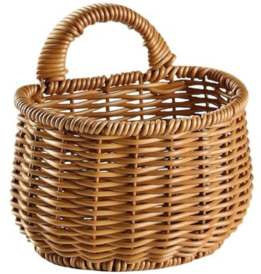 Cesto per cipolle da appendere, cestino portaoggetti in rattan, organizer decorativo da cucina, cestino da parete in stile bohémien, per aglio, dispensa, porta frutta intrecciata, accento