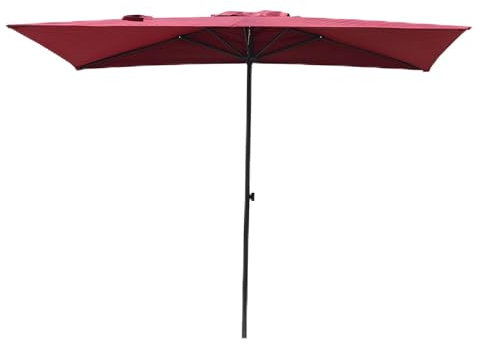 Sombrilla Semicircular De Terraza Exterior, Parasol Playa Protección UV80, Mástil Acero, Regulable En Altura Parasol Excentrico para Exterior Terraza Patio Piscina(Red)