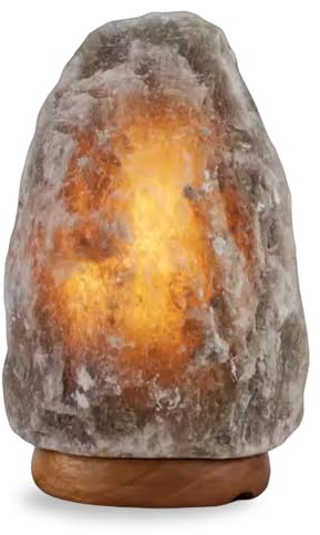 3-5KG Grey Himalayan Salt Lamp – Natural Crystal Rock Light with Free Certified 3-Pin Cable and Bulb | Authentic Handcrafted Lamp by NaturalKrafts from Punjab, Pakistan