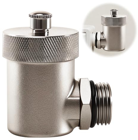 Silkwish Válvula de purga rápida automática de 1/2 pulgadas AG | Válvula de purga de aire en esquina para radiadores y sistemas de calefacción | Alta calidad de latón, plata, hasta 1,2 MPa y 95 °C