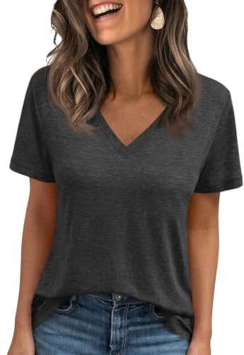 Cicy Bell Tshirt Women's Tops V-Neck Shirts Loose Basic Summer Tops Blouse