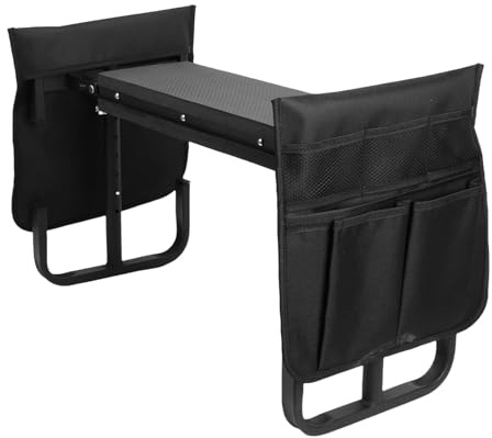 Luocute Siège à Genoux de Jardin, Tabouret de Jardinage Pliable à Hauteur Réglable de 10,6 Pouces élargi avec 2 Pochettes à Outils Spacieuses, pour Le Jardinage Assis à Genoux, Le (Black)