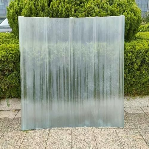 Hojas De Techo Corrugado,2mm Planchas Transparentes Tejados,FRP Con Resistencia A Los Rayos UV,Chapa Ondulada Para Invernaderos Prueba De Lluvia,Placa De Aislamiento (0.9×1.2m/35×47in,1pcs)