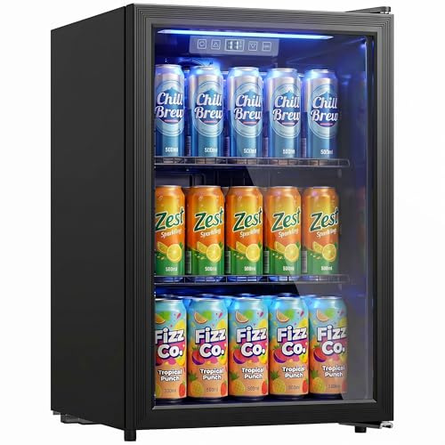 HOMCOM Frigorífico de Bebidas 70 L Mini Nevera Puerta de Vidrio Doble