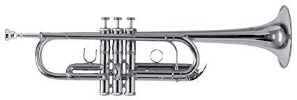 Roy Benson C-Trumpet TR-402CS (trompeta versátil, con afinación conmutable de Do a Sib, incluye práctico estuche rectangular tipo mochila), plateada
