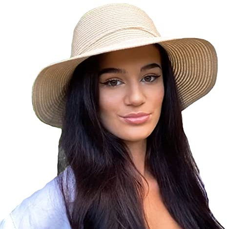 TOSKATOK® Ladies Womens Floppy Foldable Summer Sun Hat UPF 50+ Protection Wide Brim-Cream