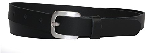 Vascavi Ledergürtel echt Leder Gürtel, Jeansgürtel, Hüftgürtel, Made in Germany, 2 cm breit und ca. 0.25 cm stark (110 cm Gesamtlänge 120 cm, Schwarz)