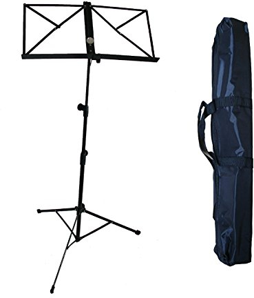 NOTENSTÄNDER + TASCHE - NOTENPULT - SCHWARZ - GROßE AUFLAGE - STABIL - HÖHENVERSTELLBAR VON 50cm - 125cm