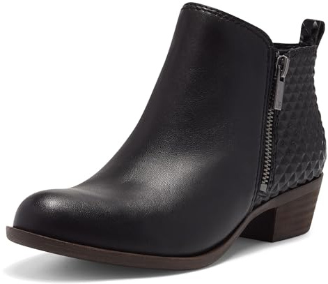 Lucky Brand Women's Basel Ankle Boot, Black/Black, 6.5