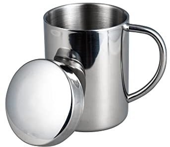 IMEEA Edelstahl Tasse Doppelwand Kaffee Becher Thermobecher mit Deckel für Camping Picknick(400ml)
