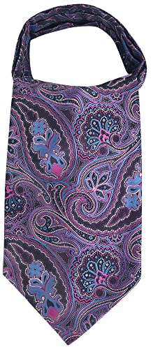 WANYING Herren Krawattenschal Ascotkrawatte Schal Cravat Ties Retro Schick für Gentleman - Paisley Blau Rosa Schwarz