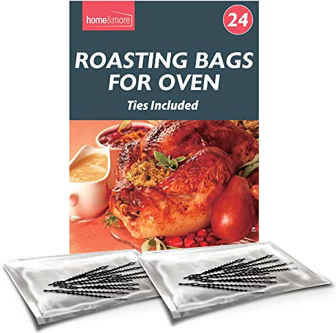 SOL 24pk Roasting Bags for Oven Ties Included - 38x25cm Multi-Purpose Cooking Bags for Chicken, Turkey, Meat & Fish - Oven-Safe Turkey Roasting Bags