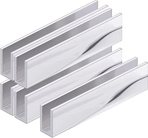 Top Hardware Aluminum Fixed Panel Shower Door U Channel for 3/8inch Thick Glass 95 inches Length (5, Chrome Finish)