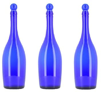 BELLEROFONTE Bottiglie in Vetro Blu per Acqua solarizzata 750 ml con tappo a pressione con guarnizione (3)