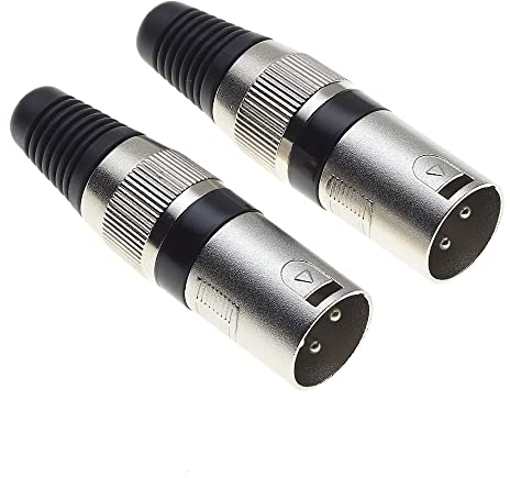 Keple Enchufe XLR De 3 Polos, Negro - Enchufe Macho Para Audio Y Micrófono DMX, Adaptador Con Mellado, Montaje De Cable - Paquete De 2