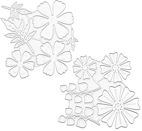ANCLLO 2 Types de Matrices de découpe de Feuilles d'argent et de Fleurs, gabarit de gaufrage en Acier au Carbone pour Bricolage, Matrices de découpe en métal Pochoir