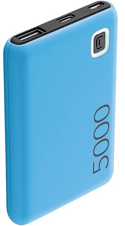 Cellularline | Power Bank ESSENCE 5000 | Caricabatterie portatile da 5000mAh - Input 1xUSB-C, 1xMICRO USB 10.5W - Output 1xUSB 12W - Ner