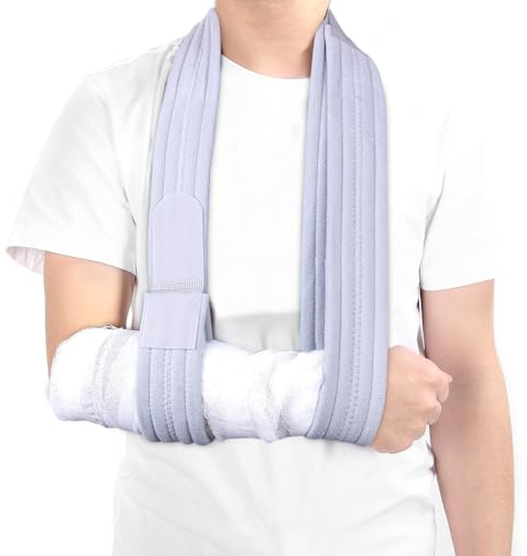 yotutun Gurtband Armschlinge, Einstellbar Arm Schulterschlinge, Armschlinge Schulter Rechts Links, Leicht Komfortabel Armstütze, Schulter Bandagen für Rechts Links Handgelenk Hand,160cm, Grau