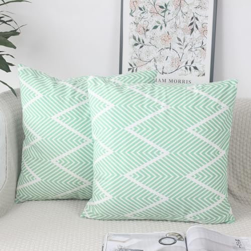 OYIMUA Kissenbezug 40x40 Grün 2er Set Samt Kissenbezüge Quadratisch Kissenhülle Modern Dekokissen Geometrisch Wurfkissenbezug Wohnzimmer Kissenhüllen Sofakissen Bezug Kuschelkissen Zierkissen