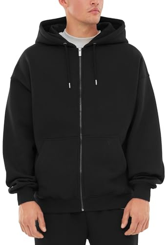 Johnny Urban Sweat a Capuche Zippé Homme et Femme Noir - Caleb - Hoodie Sportswear avec Zip - Veste Casual - Oversized Sweats de Coton