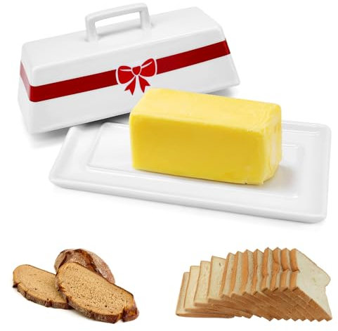 LPAMABA Beurrier Ceramique Beurrier avec Fermeture Beurrier Porcelaine Boite a Beurre pour Frigo Beurrier en Porcelaine Blanche Boite a Beurre pour Frigo