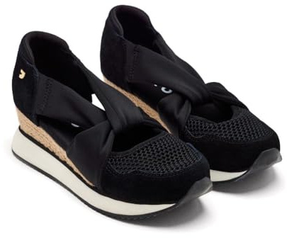 Offene Schuhe aus Leder mit Keilabsatz und Raffia Darlington, Schwarz, 39 EU