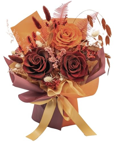 HUACHIPLUS Eternal Rose Bouquets: Romantic Valentines Day Gifts for Her-Mom Wife Girlfriend Women-Preserved Flowers Bouquet-Flowers for Delivery Prime on Anniversary Mothers Day Birthday (Ancora Red)