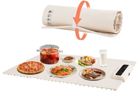 Food Warming Mat Foldable Electric Sillicon Food Warming Tray with 3 Temperature Settings, Portable Food Warmer for Buffets, Restaurants, House Parties, Party Events (24 x 15)