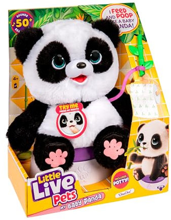 Little Live Pets My Baby Panda ChuChu|Interactive Pet with 50+ Sounds & Reactions, Kicks Feet, Poops, Giggles & More – Includes Potty & Repeat Play – Fun & Adorable Gift for Kids