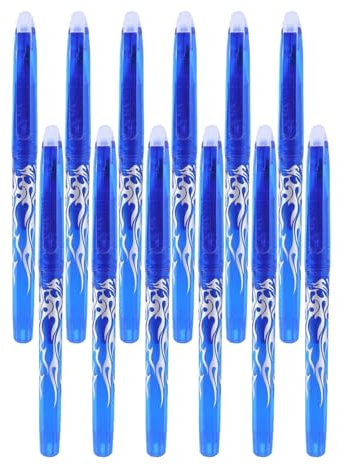 HUATEEN Radierbarer Kugelschreiber 12er Pack 0,5mm mit Thermochrom Tinte, Füller Kompatibel für Büro/Schule Blaue Radierstifte Set Tintenroller & Gelschreiber Erasable Pen