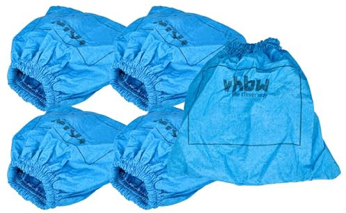 vhbw 5X Textilfilter kompatibel mit Nilfisk VL200 Staubsauger, Nass-/Trockensauger - Stoffbeutel, Abwaschbar Blau
