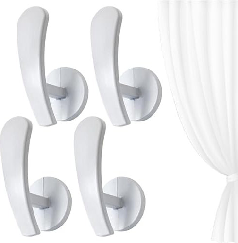 Sghtil Ganchos de pared de drapeado, ganchos de cortina para pared - Holders de sábanas Ganchos de pared Holsbacks | Entrenadores de cortinas 4x con tornillos, clips decorativos para cortinas de