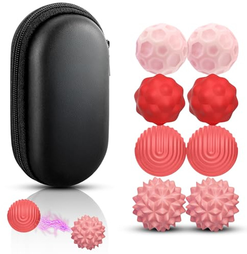 8pcs Balle Anti-stress Boule Anti Stress Adulte Jouets Billes Magnétiques Texturées Sensoriels Silicone Fidget Toys de Destressant Portables Multicolore Boules d'Massage pour Adult Cadeau(Rose)