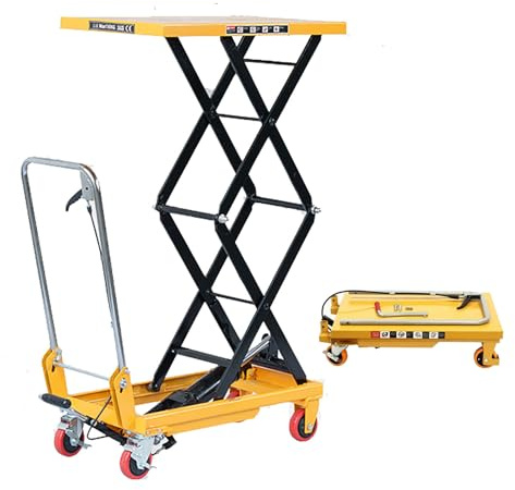 Elevador de Tijera Portátil, Mesa Hidráulica Plegable, Carro Elevador con 4 Ruedas, Ideal para Reparar Motocicletas y Coches,150KG