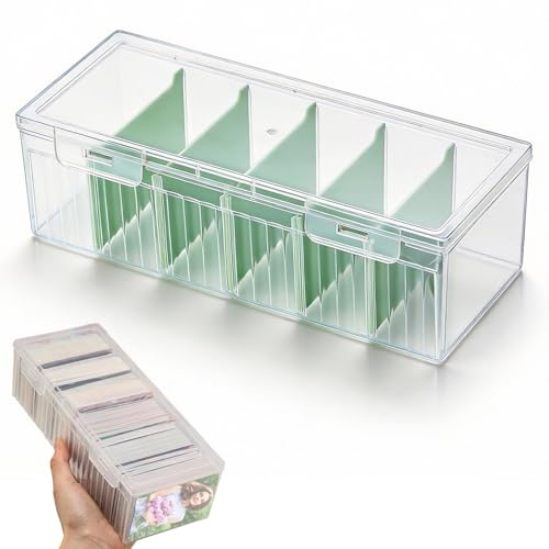 Jicyor Caja Para Tarjetas，Portatarjetas de Visita De Caja con Separadores Ajustables 23.5 * 9.5 * 6.8cm