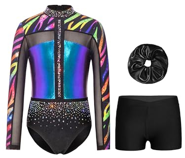 JEATHA Enfants Costumes Tumbling Monopièce Combinaisons Manches Longues Unitard De Danse Culotte Pour Hommes Ceinture Élastique Sports