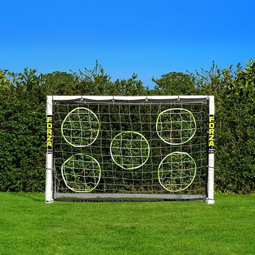 FORZA 183 cm x 122 cm But de Football en PVC | Cage, Filet et Poteaux Résistants aux Intempéries | Sac de Transport, Mur de Tir et Ballon de Foot en Option (But + Mur de Tir)